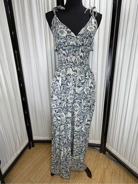 Patrons of Peace Floral Smocked Waist Wide Leg Jumpsuit